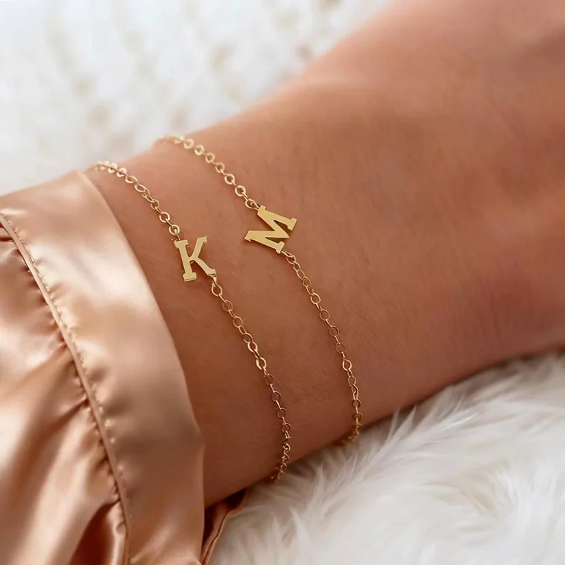 Single Initial Alphabet Chain Bracelet For Women